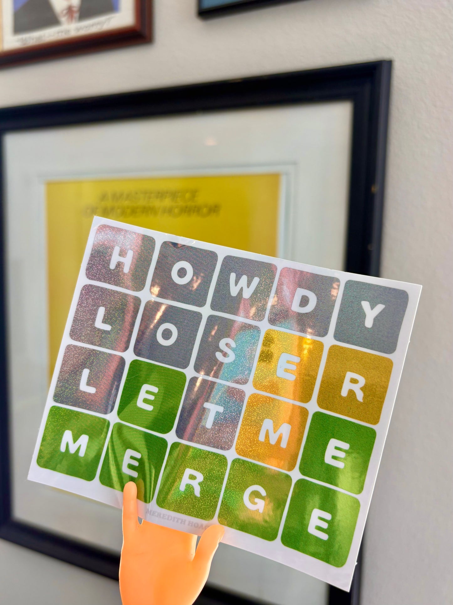 Howdy Loser, Let Me Merge Wordle Glitter Sticker