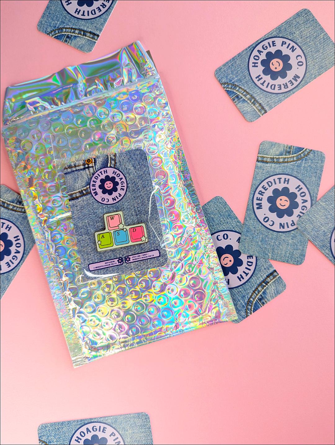 WASD PC Gaming Hard Enamel Pin with packaging