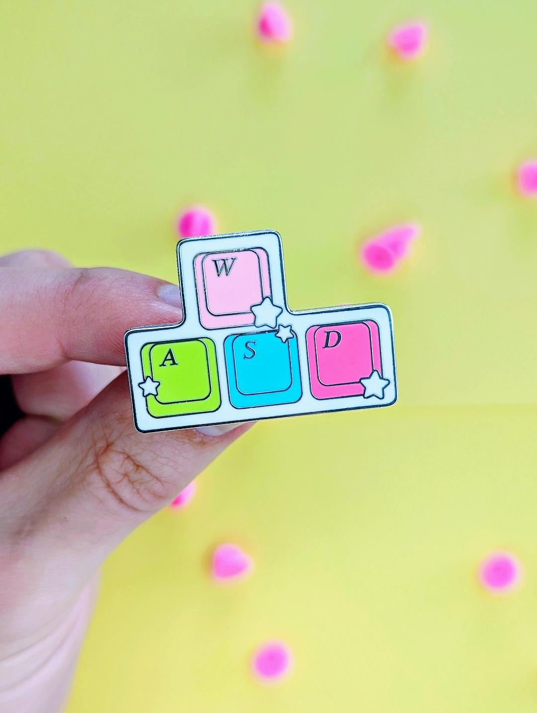 WASD PC Gaming Hard Enamel Pin, scale