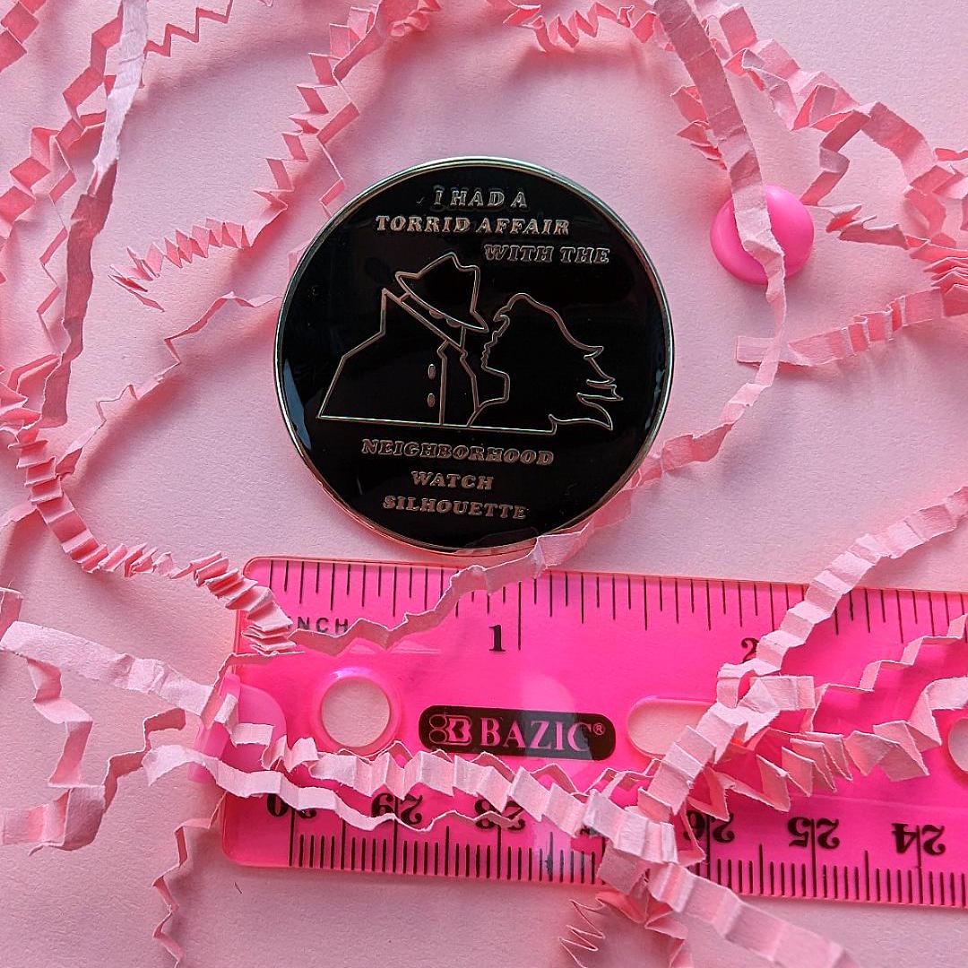 I Had a Torrid Affair with the Neighborhood Watch Silhouette Enamel Pin - Funny Novelty Pin for a Quirky Gift, A Nostalgic Humor Enamel Pin