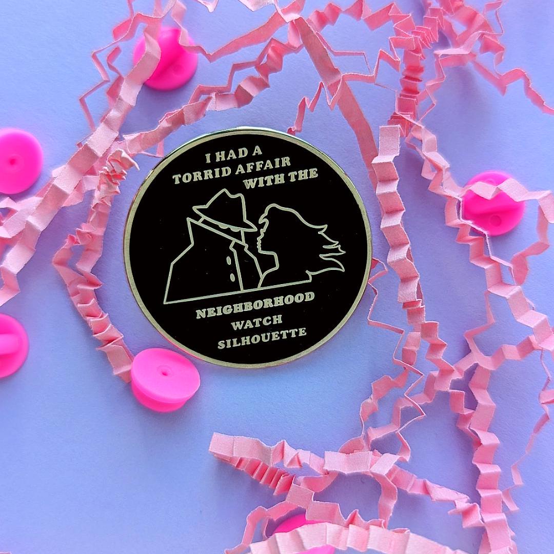 I Had a Torrid Affair with the Neighborhood Watch Silhouette Enamel Pin - Funny Novelty Pin for a Quirky Gift, A Nostalgic Humor Enamel Pin