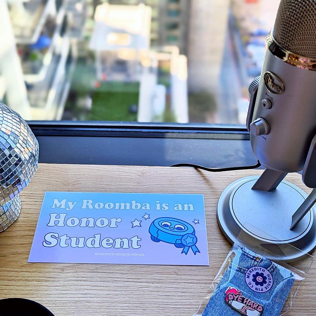 My Roomba Is an Honor Student Bumper Sticker – Funny Tech Humor Vinyl Sticker for your Cute Roomba Robot Vacuum for your car or laptop