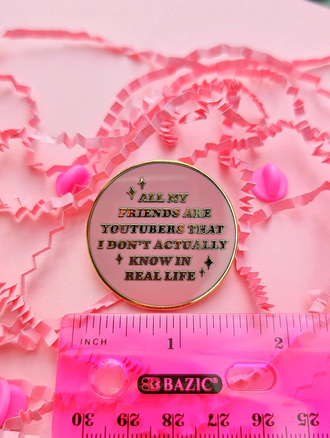 All My Friends Are YouTubers Enamel Pin - Funny Internet Pin Gift with a Cute Pastel Kawaii Aesthetic for People in Parasocial Relationships