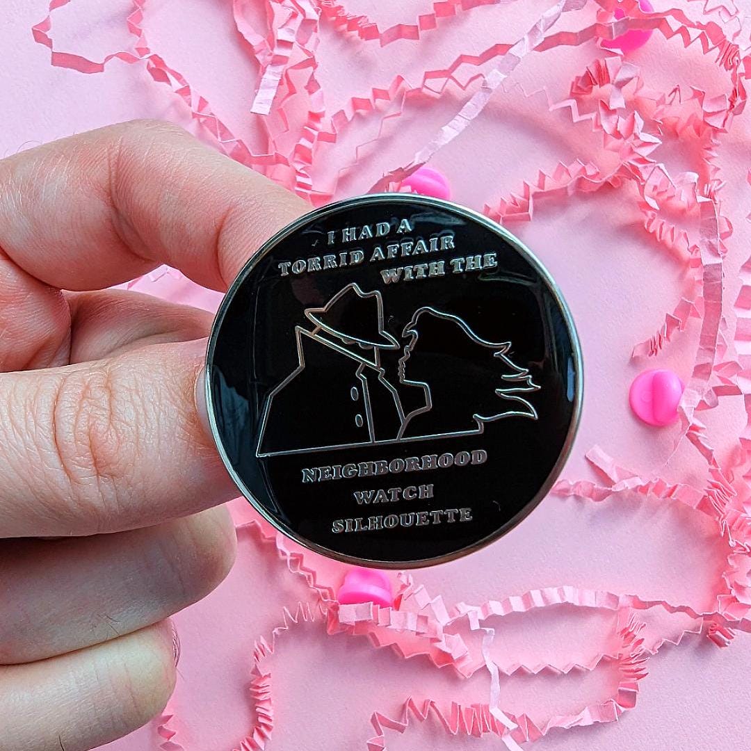 I Had a Torrid Affair with the Neighborhood Watch Silhouette Enamel Pin - Funny Novelty Pin for a Quirky Gift, A Nostalgic Humor Enamel Pin