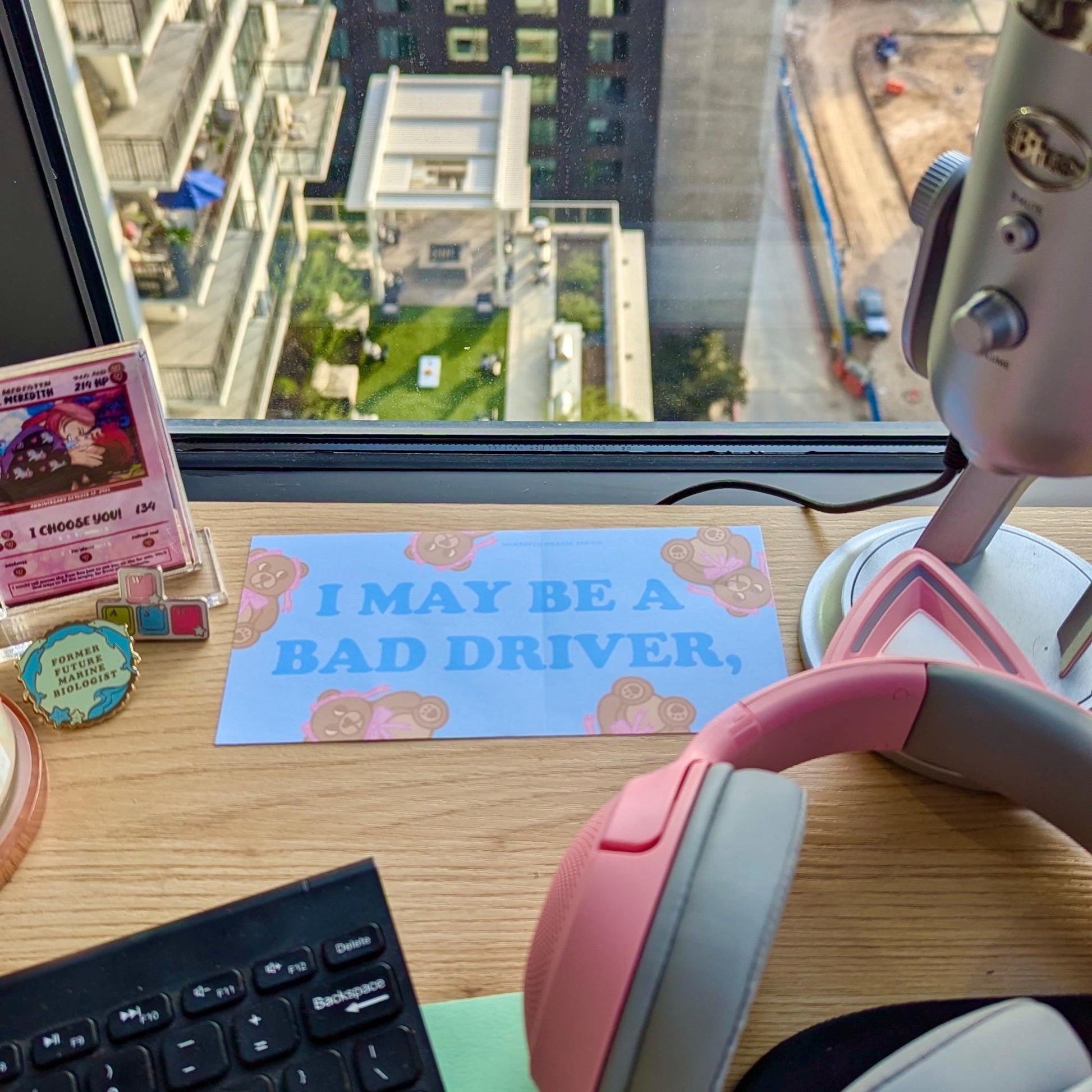 I May Be a Bad Driver,... Funny Bumper Sticker - Witty Sarcastic Bear Vinyl Sticker for Cars, Laptops, and Chaos, For fans of Subtle Humor