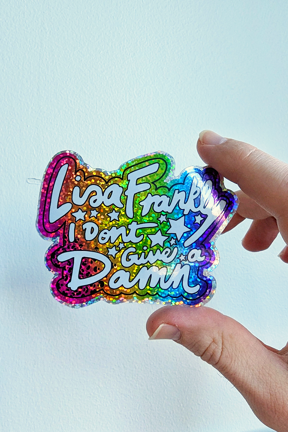 Lisa Frankly, I Don’t Give a Damn Holographic Glitter Vinyl Sticker