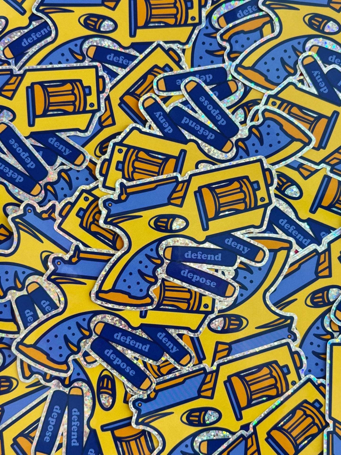 Deny Defend Depose Nerf Gun Holographic Glitter Sticker
