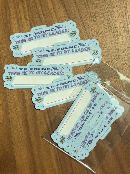 "Take Me To My Leader" Stuff Labels (5-pack)